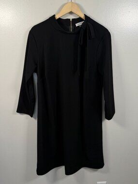 Calvin Klein Tie Neck Sheath Dress Size 20W Black Funeral Career Work Event
